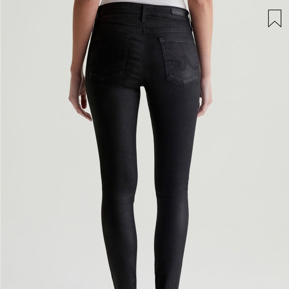AG Women's Farrah Ankle High-Rise Skinny Leatherette Super Black Jeans Sz 26 - Picture 4 of 12